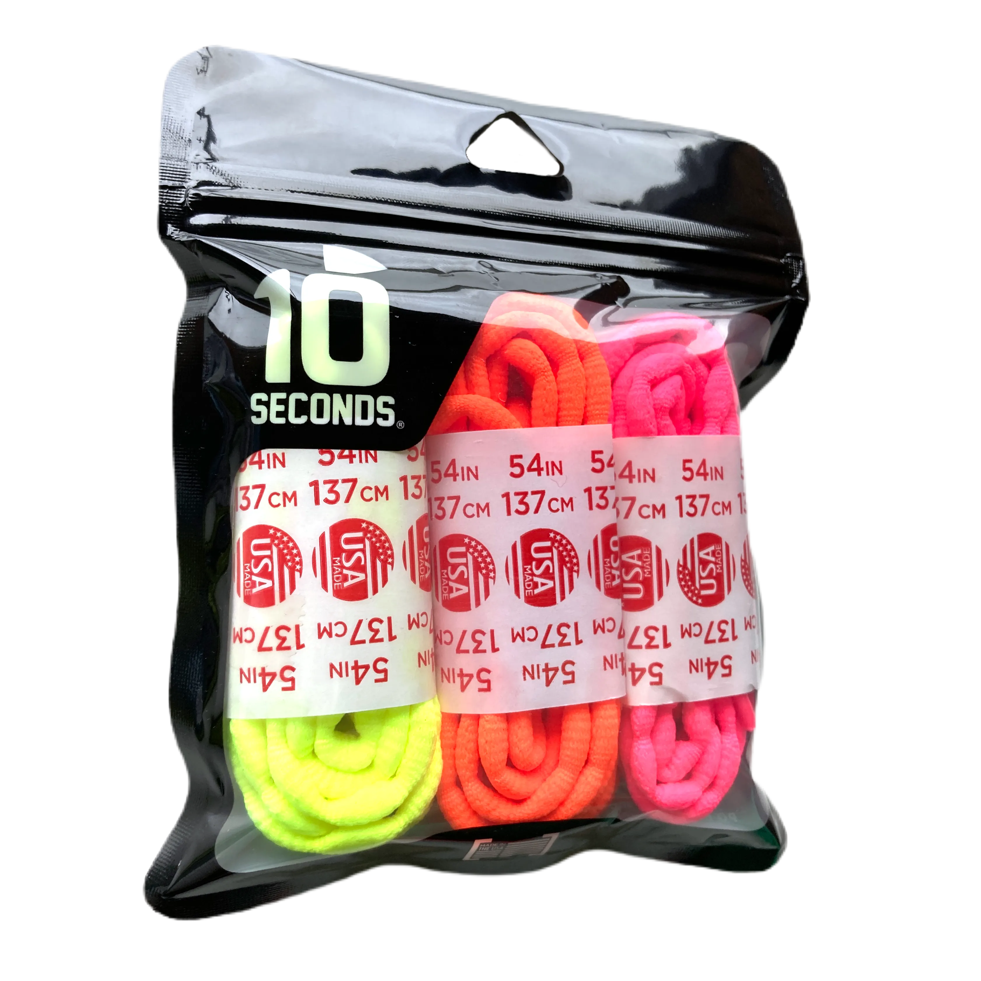 10 Seconds® Athletic Bubble Laces | Neon Yellow/Neon Pink/Neon Orange Multi-Pack