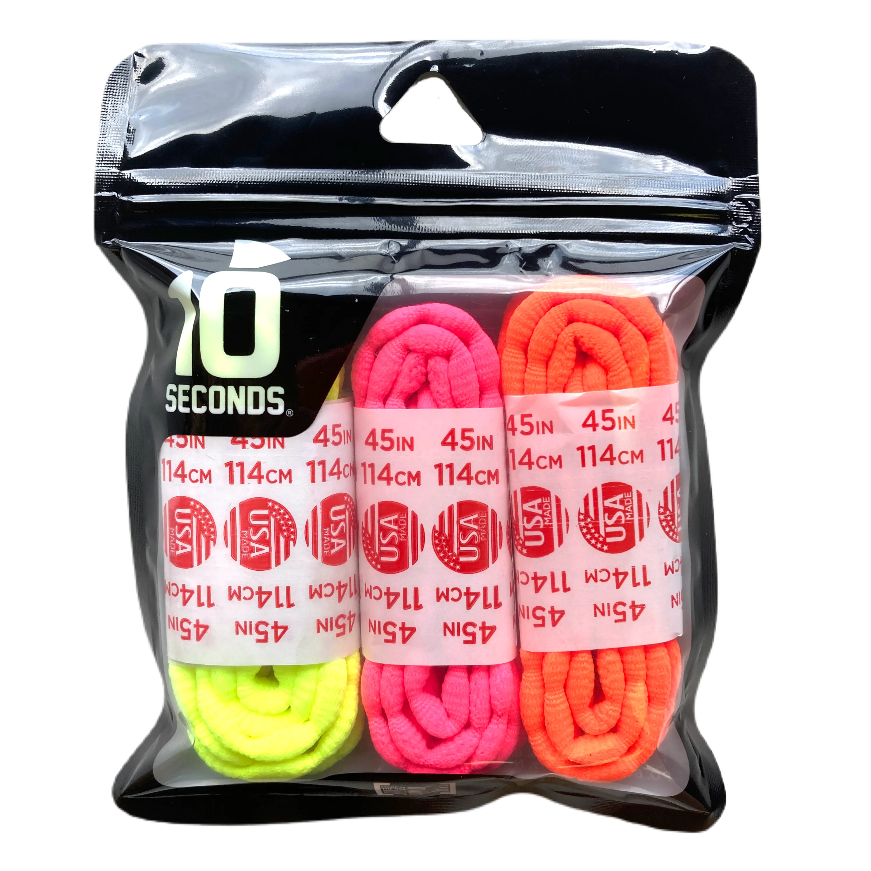 10 Seconds® Athletic Bubble Laces | Neon Yellow/Neon Pink/Neon Orange Multi-Pack