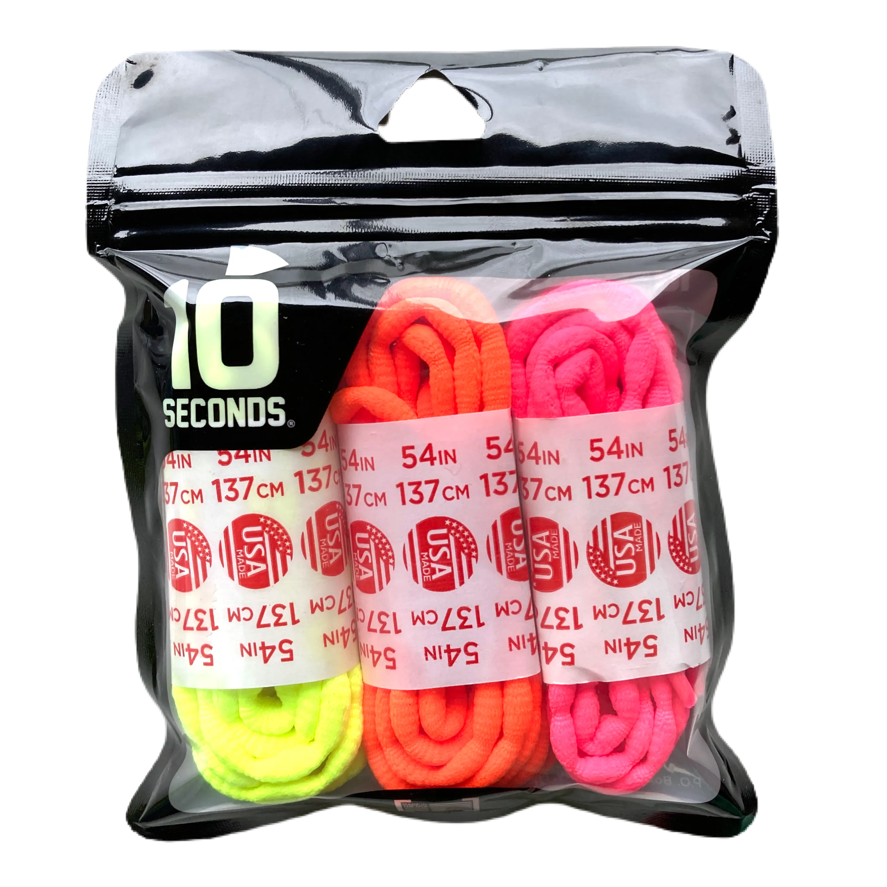 10 Seconds® Athletic Bubble Laces | Neon Yellow/Neon Pink/Neon Orange Multi-Pack