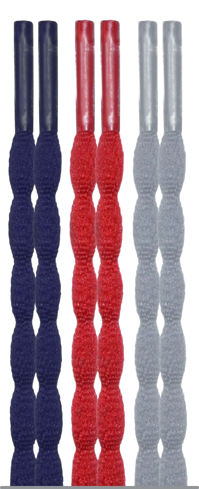 10 Seconds® Classic Bubble Laces | Navy/Red/Grey Multi-Pack