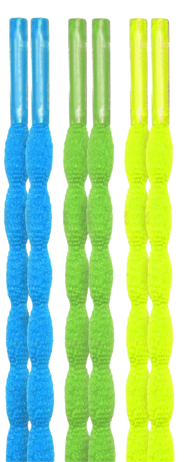 10 Seconds® Classic Bubble Laces | Neon Blue/Neon Green/Neon Yellow Multi-Pack