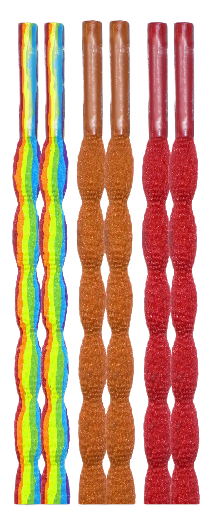 10 Seconds® Classic Bubble Laces | Rainbow/Burnt Orange/Red Multi-Pack