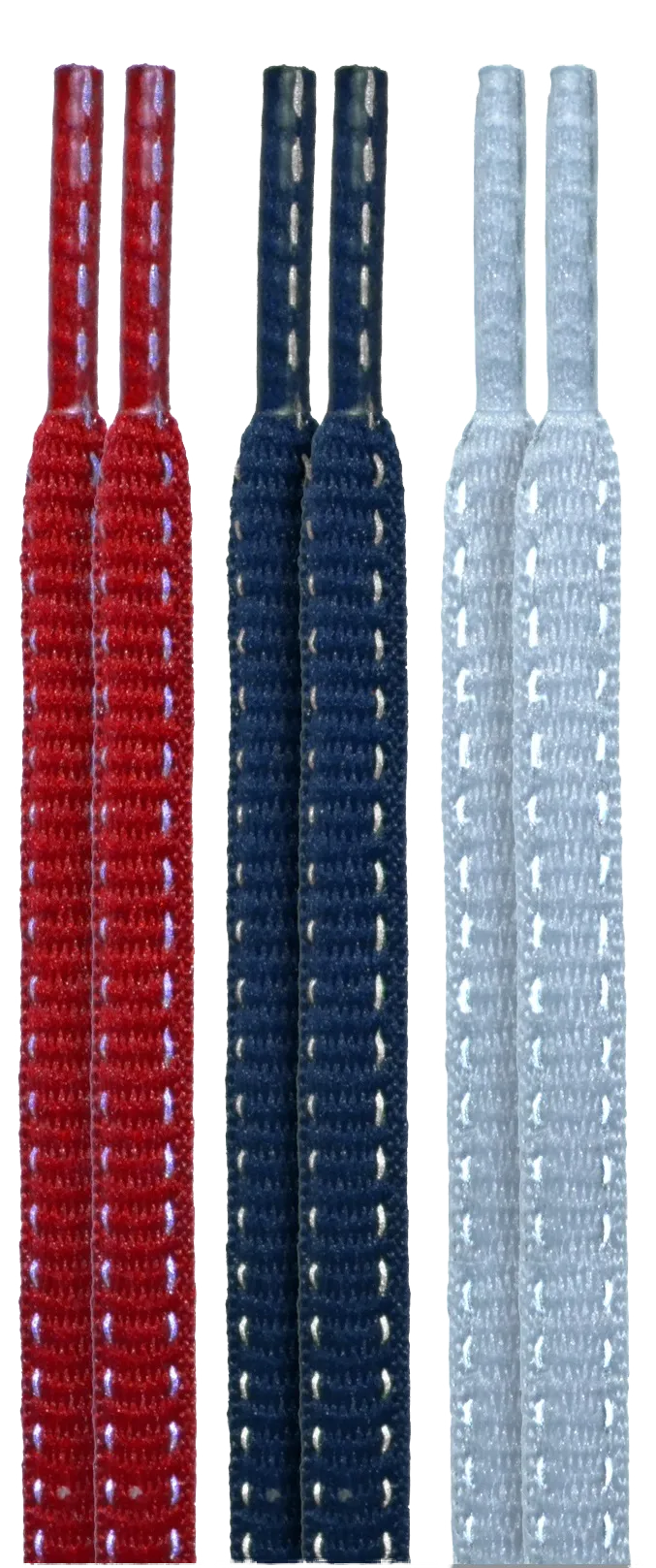 10 Seconds ® Reflexall ® Athletic Oval Laces | Red/Navy/Classic Grey Reflective Multi-Pack