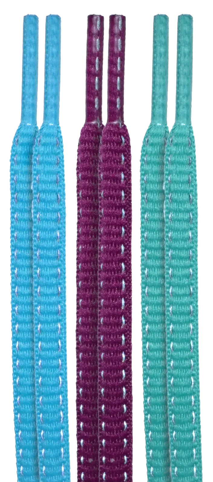 10 Seconds ® Reflexall ® Athletic Oval Laces | Teal/Fuchsia/Electric Green Reflective Multi-Pack