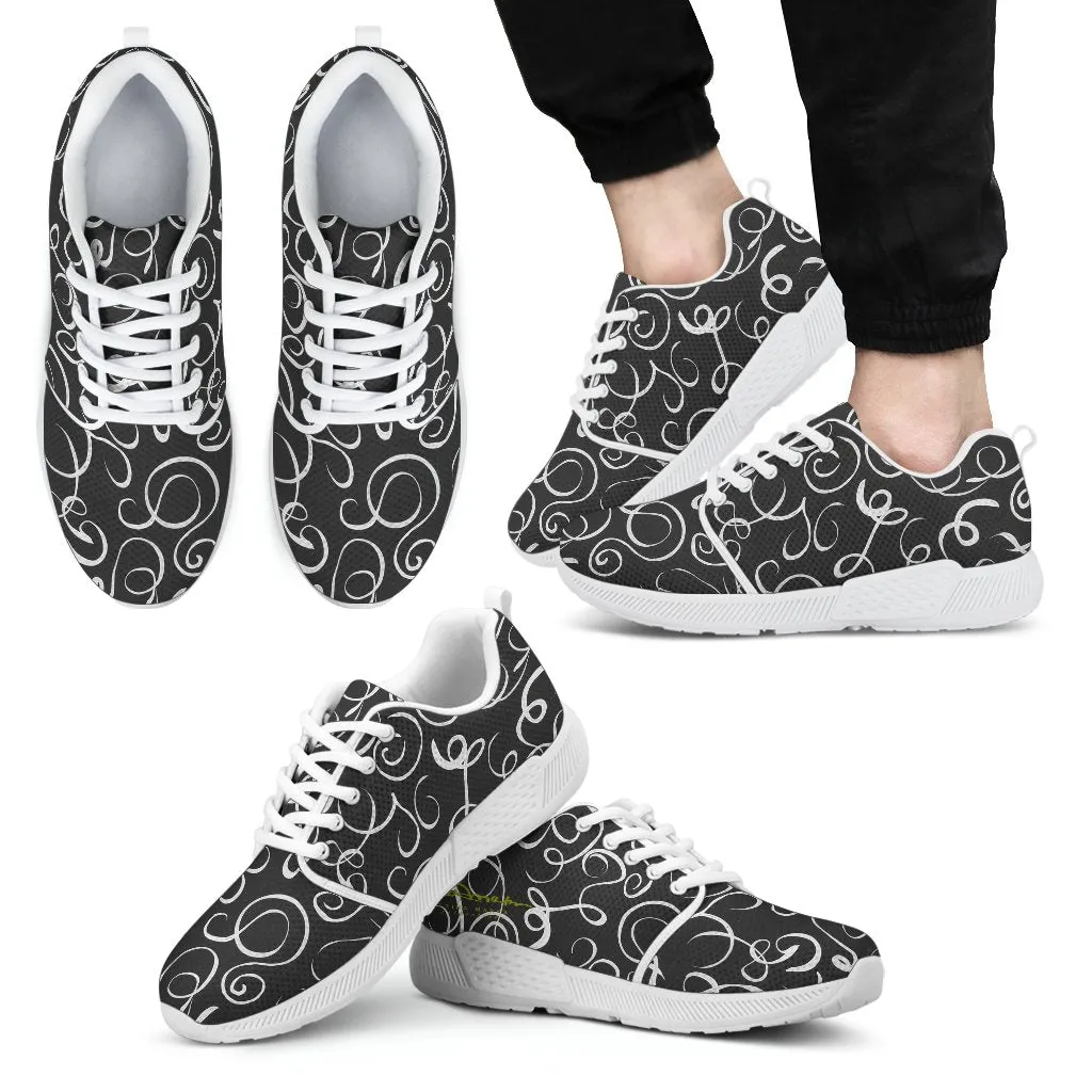 B&W Squiggles Athletic Sneakers