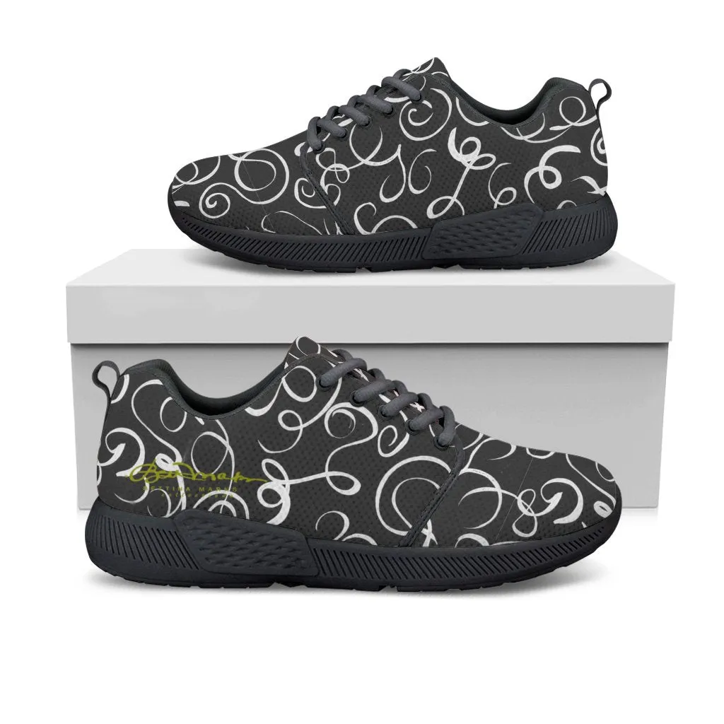 B&W Squiggles Athletic Sneakers