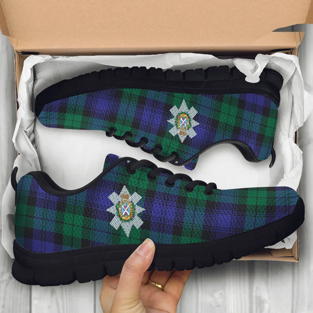 Black Watch Modern Tartan Sneakers with Family Crest