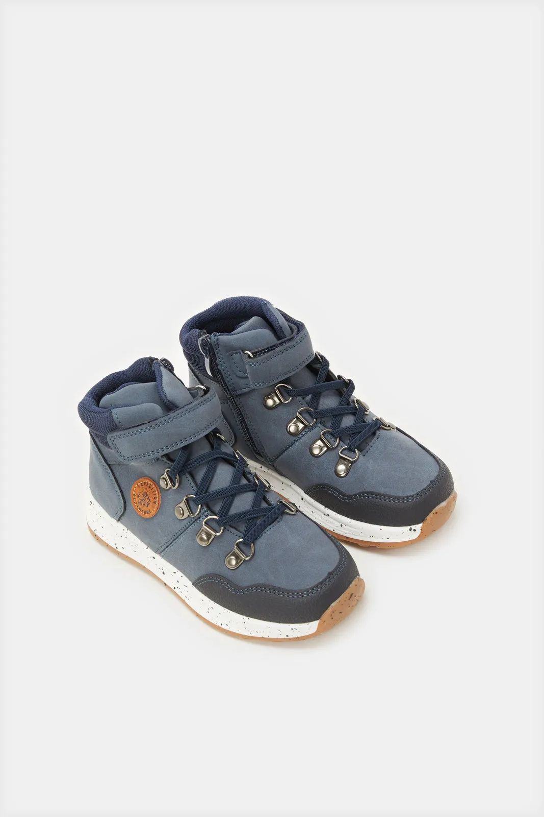 Boys Navy Color Block High Top Sneakers