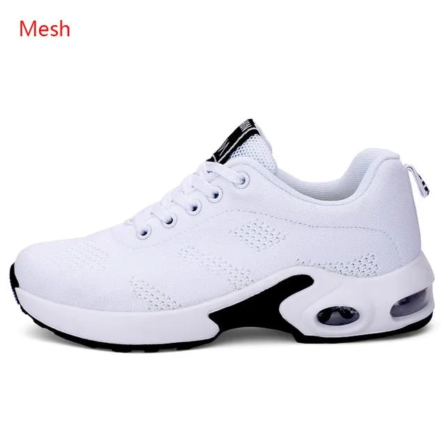 Breathable Mesh Comfort Jogging Air Cushion Lace Up Ladies Fashion Running Outdoor Sports Sneakers Shoes