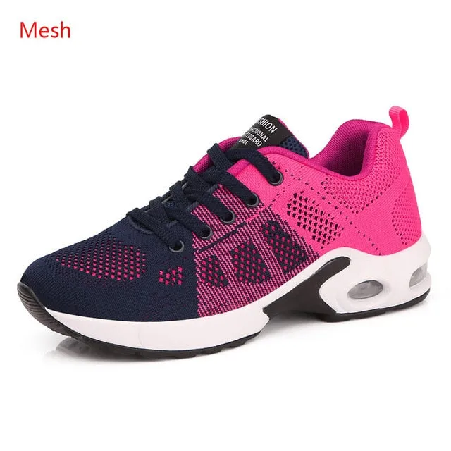 Breathable Mesh Comfort Jogging Air Cushion Lace Up Ladies Fashion Running Outdoor Sports Sneakers Shoes