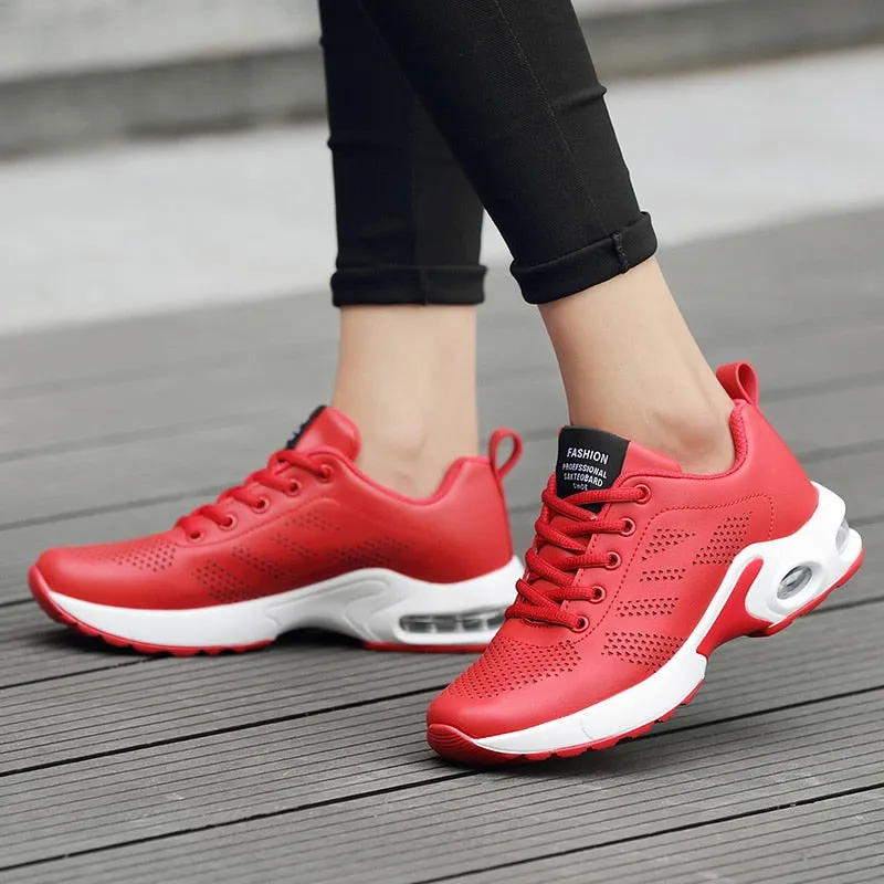 Breathable Mesh Comfort Jogging Air Cushion Lace Up Ladies Fashion Running Outdoor Sports Sneakers Shoes