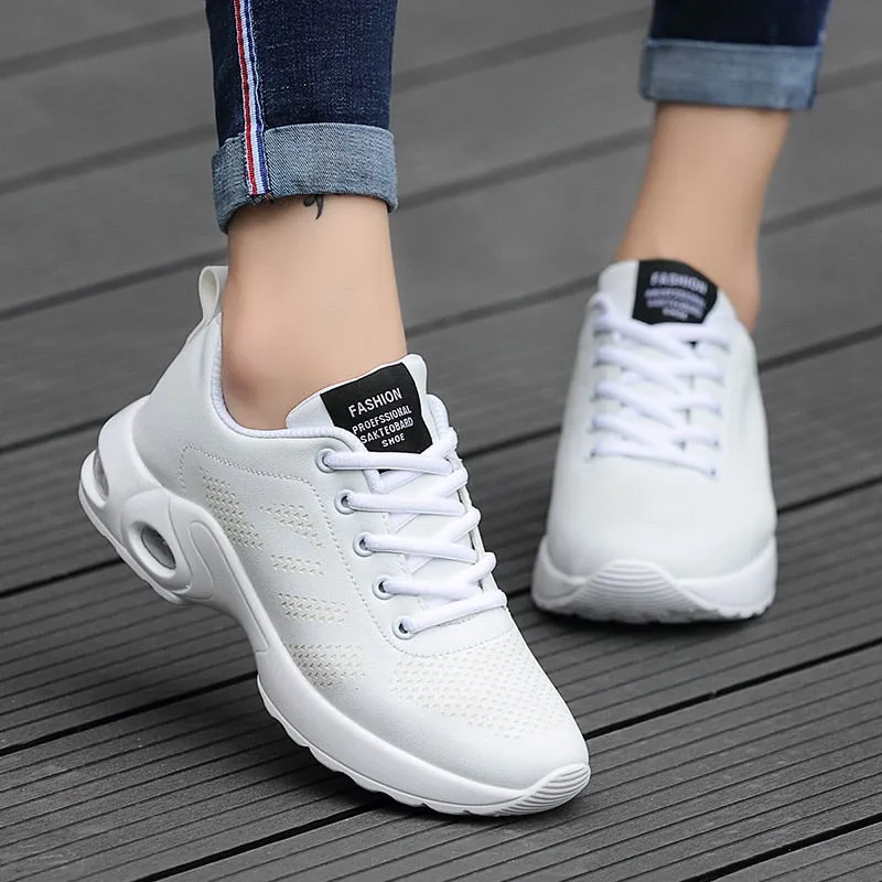 Breathable Mesh Comfort Jogging Air Cushion Lace Up Ladies Fashion Running Outdoor Sports Sneakers Shoes