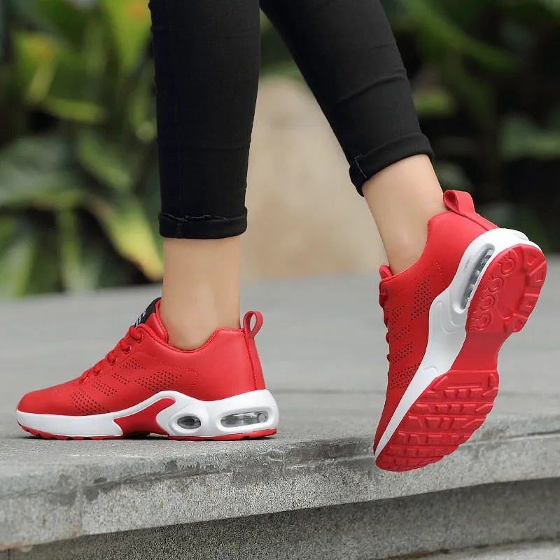 Breathable Mesh Comfort Jogging Air Cushion Lace Up Ladies Fashion Running Outdoor Sports Sneakers Shoes