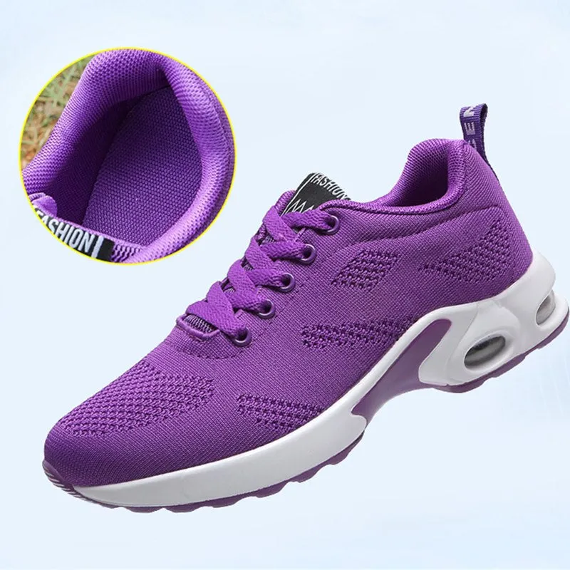 Breathable Mesh Comfort Jogging Air Cushion Lace Up Ladies Fashion Running Outdoor Sports Sneakers Shoes