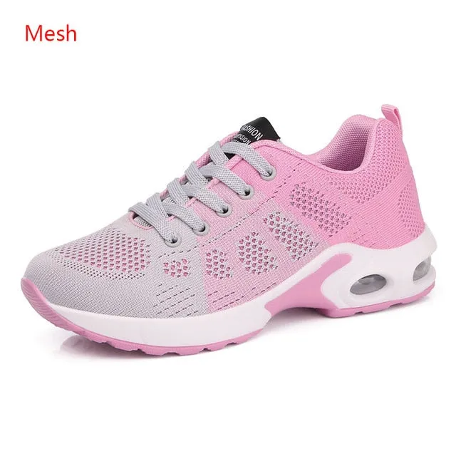 Breathable Mesh Comfort Jogging Air Cushion Lace Up Ladies Fashion Running Outdoor Sports Sneakers Shoes