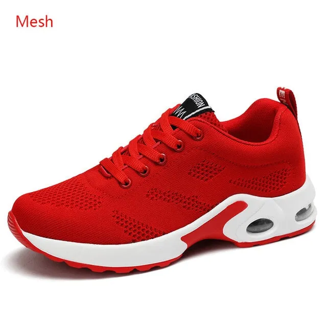 Breathable Mesh Comfort Jogging Air Cushion Lace Up Ladies Fashion Running Outdoor Sports Sneakers Shoes