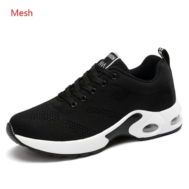 Breathable Mesh Comfort Jogging Air Cushion Lace Up Ladies Fashion Running Outdoor Sports Sneakers Shoes