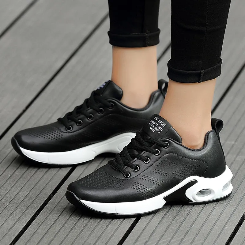 Breathable Mesh Comfort Jogging Air Cushion Lace Up Ladies Fashion Running Outdoor Sports Sneakers Shoes