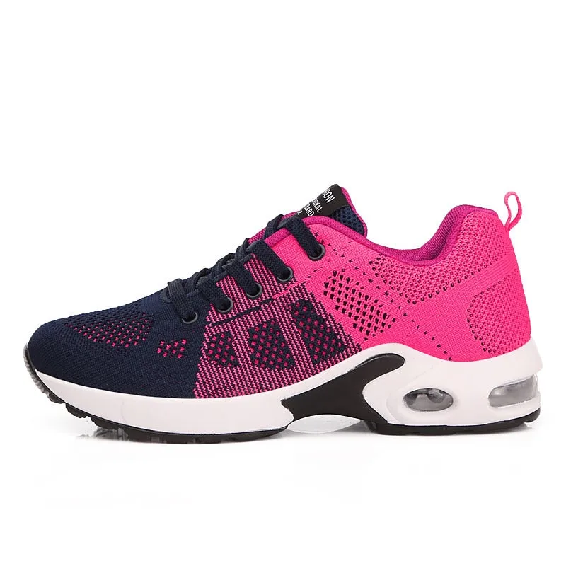 Breathable Mesh Comfort Jogging Air Cushion Lace Up Ladies Fashion Running Outdoor Sports Sneakers Shoes