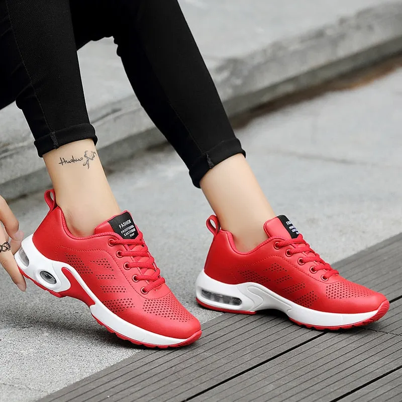 Breathable Mesh Comfort Jogging Air Cushion Lace Up Ladies Fashion Running Outdoor Sports Sneakers Shoes