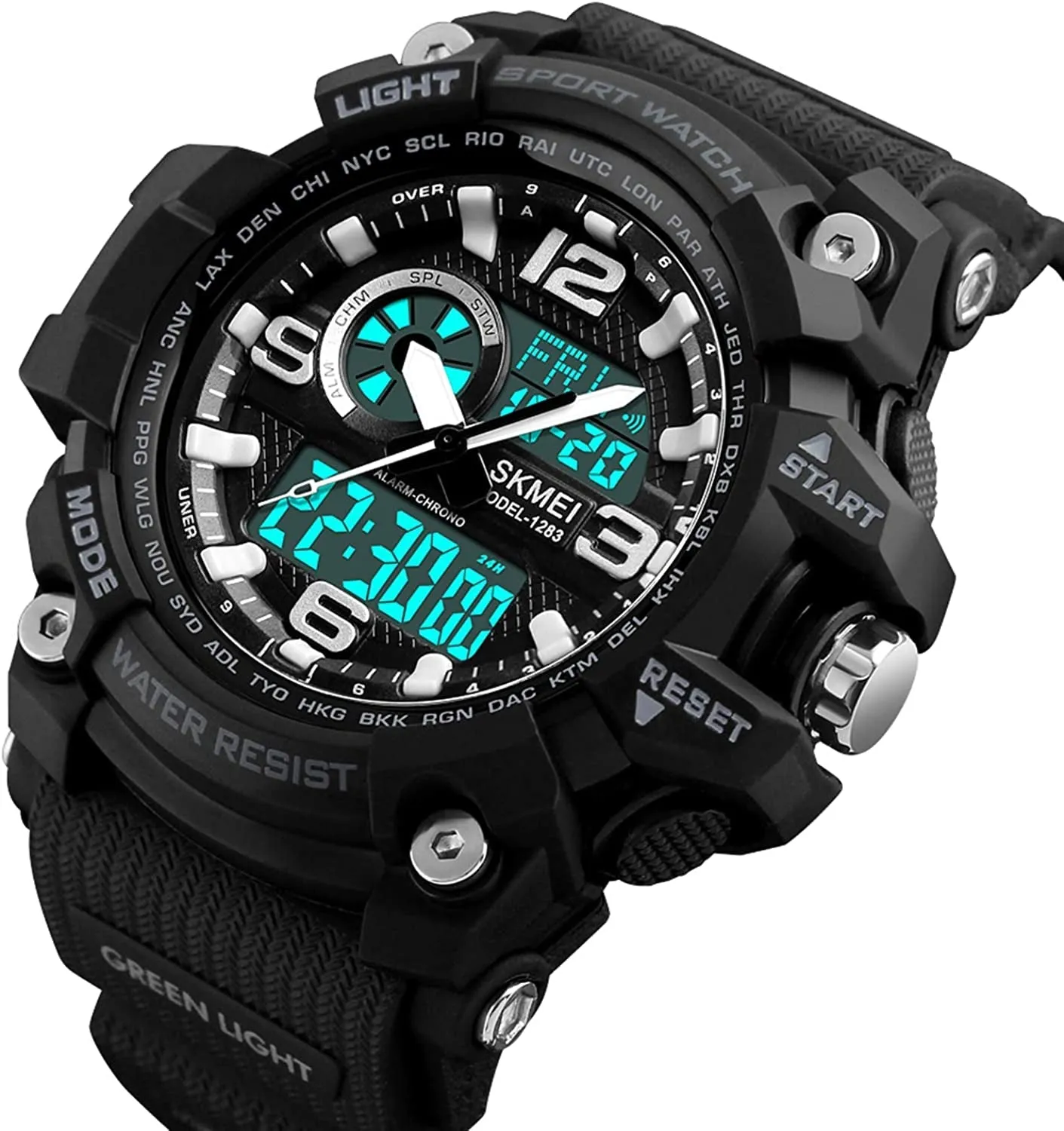 Dayllon Mens Analog Digital LED 50M Waterproof Outdoor Sport Watch Military Multifunction Casual Dual Display 12H/24H Stopwatch Calendar Wrist Watch