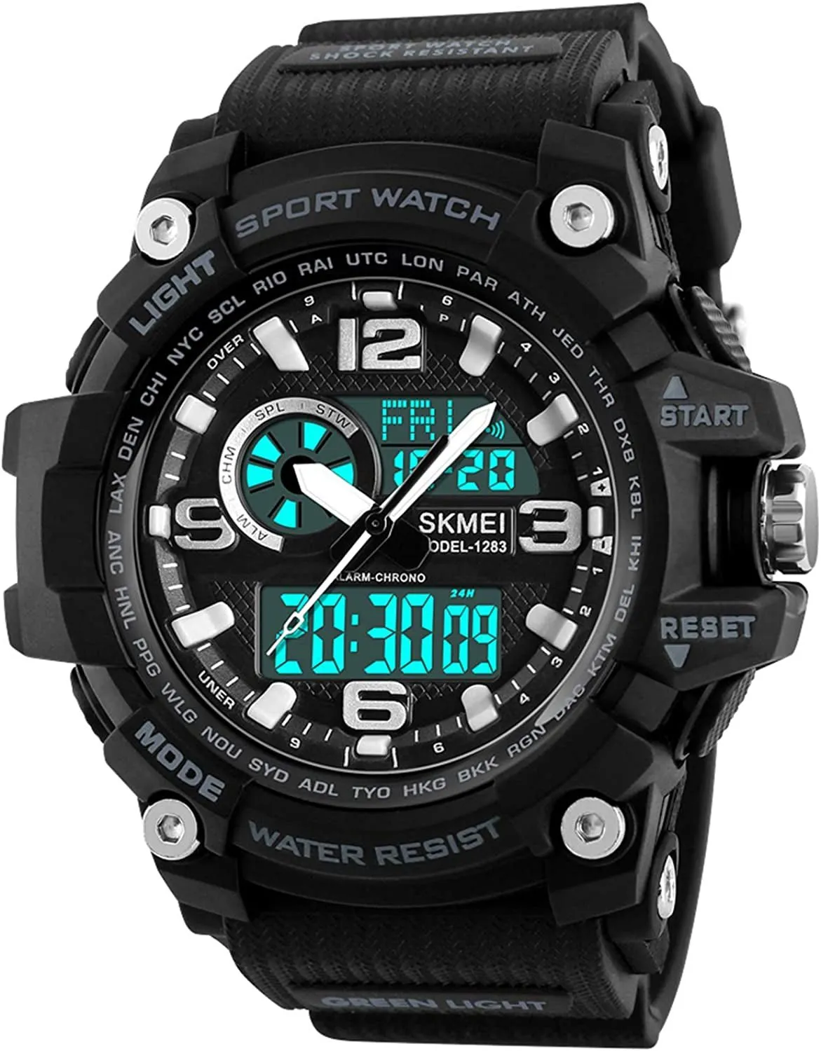 Dayllon Mens Analog Digital LED 50M Waterproof Outdoor Sport Watch Military Multifunction Casual Dual Display 12H/24H Stopwatch Calendar Wrist Watch