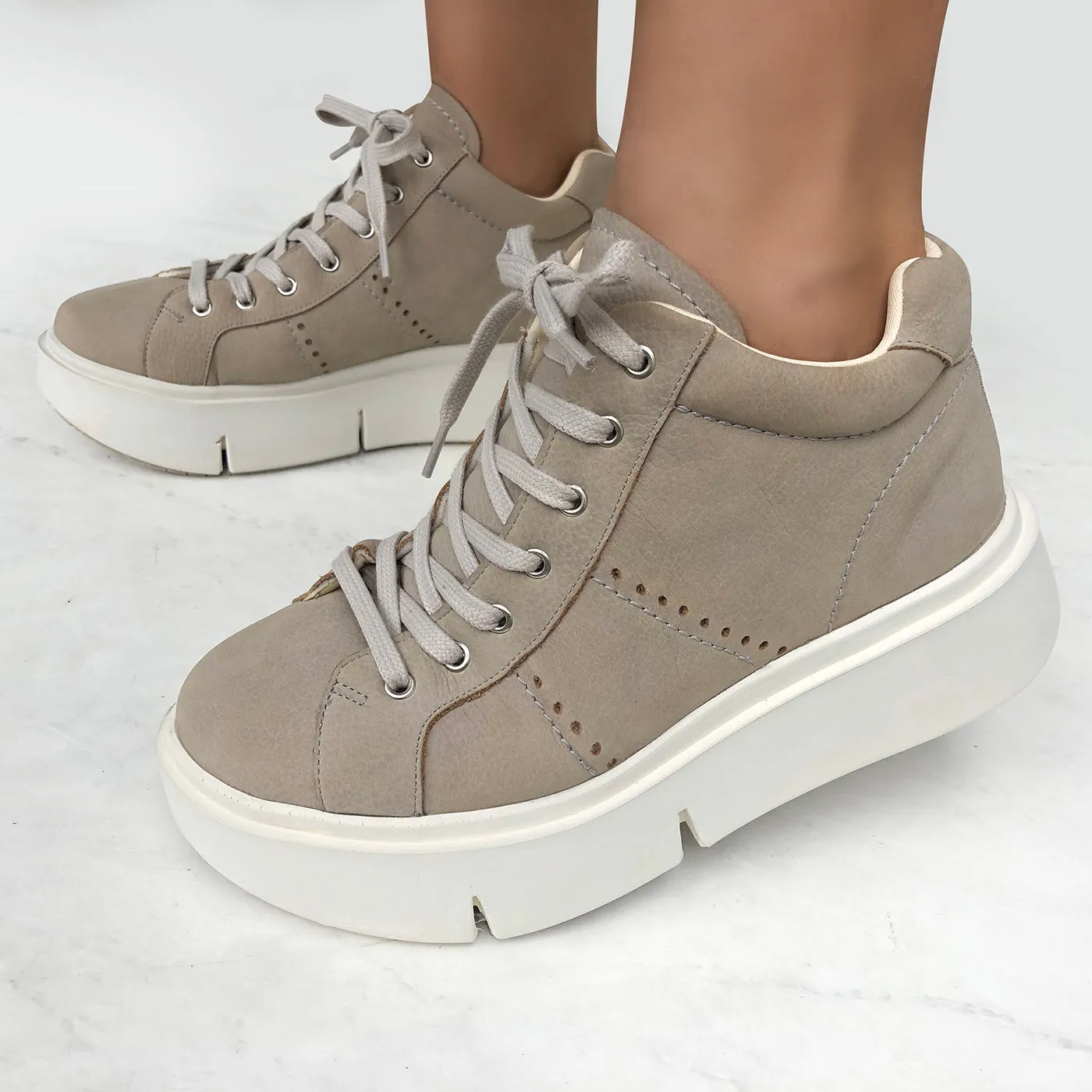 ESSEX in GREIGE Platform High Top Sneakers