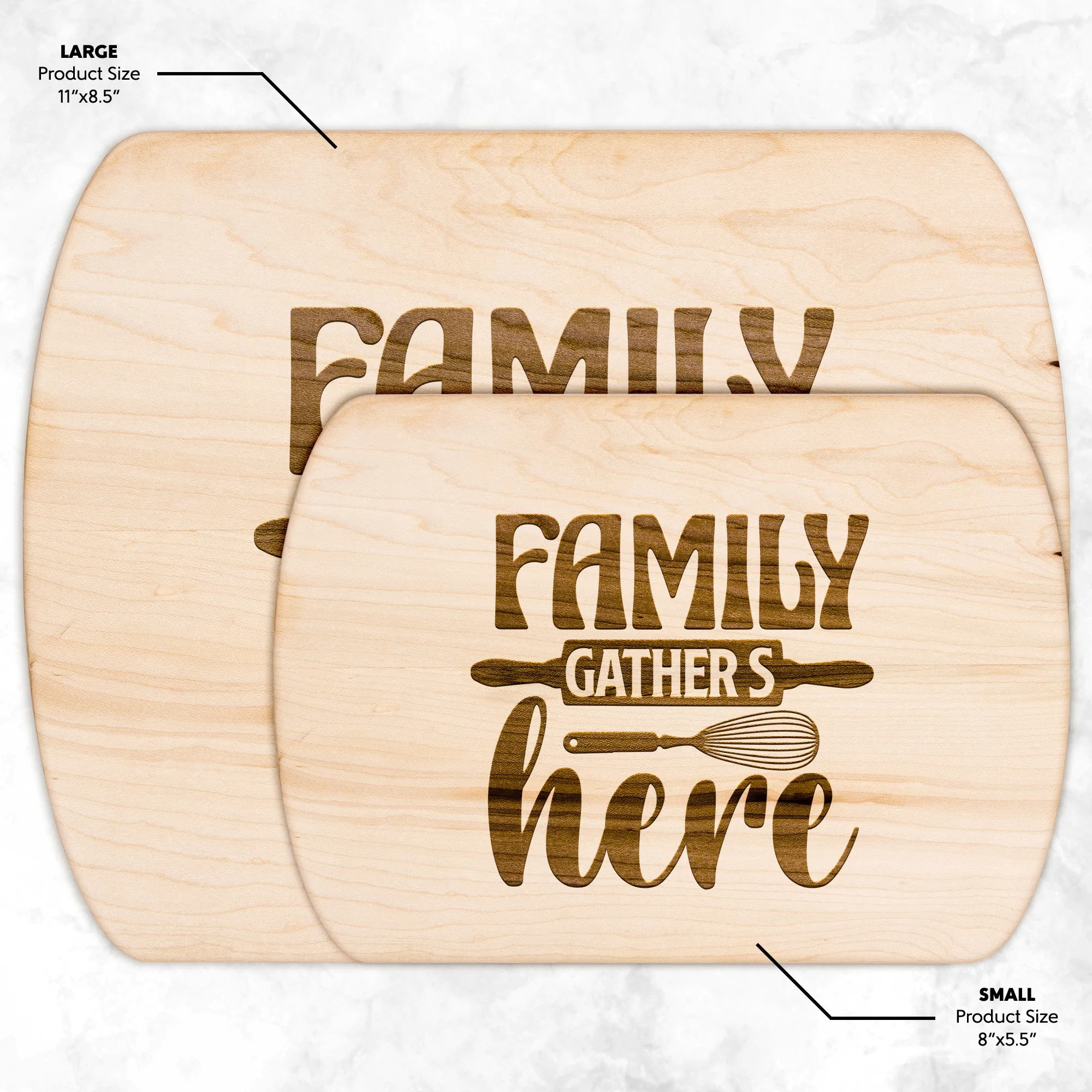 Family Gathers Here Cutting Board