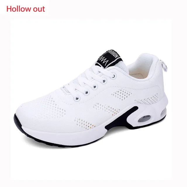 Fashion Lightweight Outdoor Sports Shoes Breathable Mesh Comfort Air Cushion Lace Up Running Shoes Sneakers