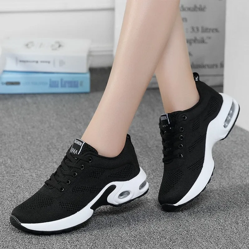 Fashion Lightweight Outdoor Sports Shoes Breathable Mesh Comfort Air Cushion Lace Up Running Shoes Sneakers