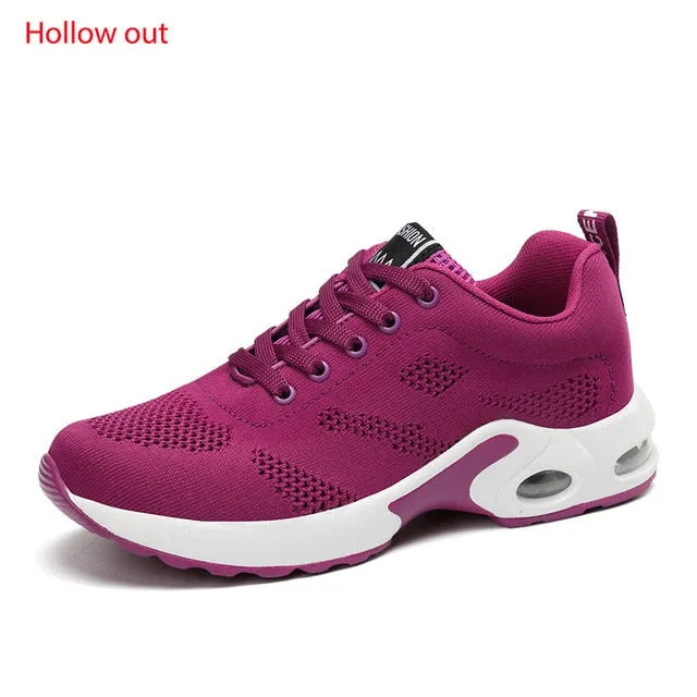 Fashion Lightweight Outdoor Sports Shoes Breathable Mesh Comfort Air Cushion Lace Up Running Shoes Sneakers