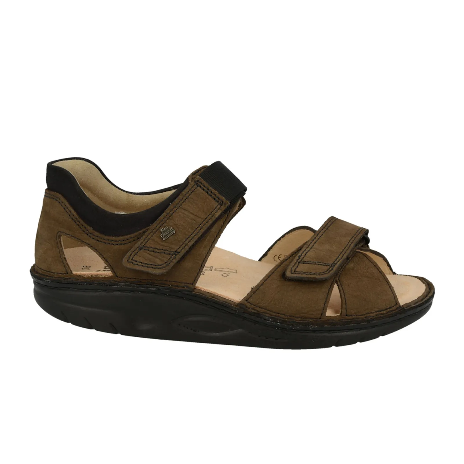 Finn Comfort Samara Backstrap Sandal (Unisex) - Schlamm/Schwarz