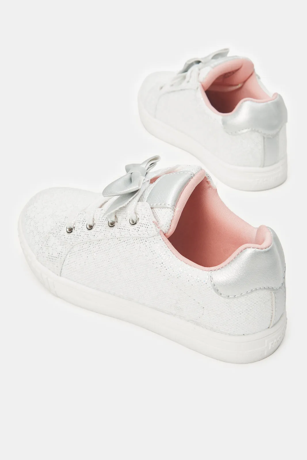 Girls Grey Bow Sneakers