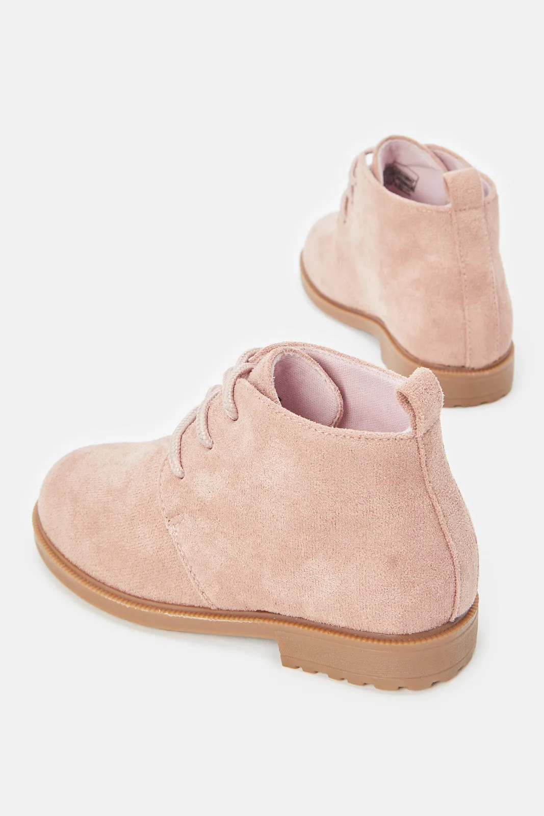 Girls Pink Lace-Up Ankle Boots