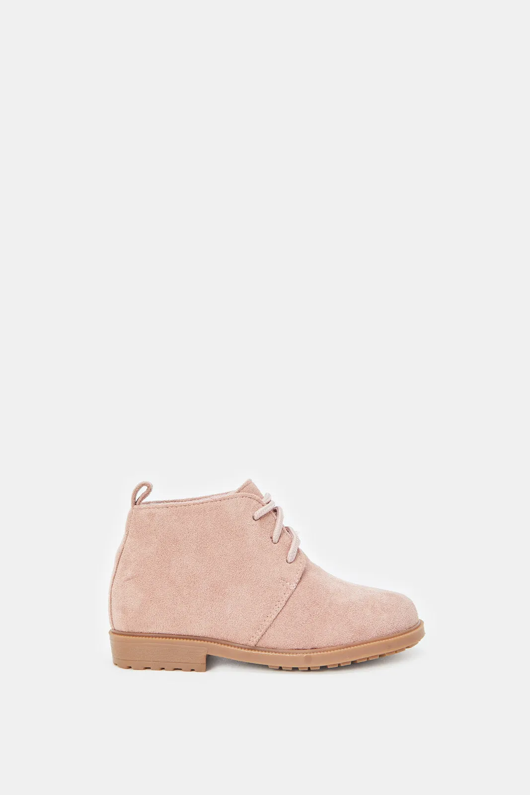 Girls Pink Lace-Up Ankle Boots