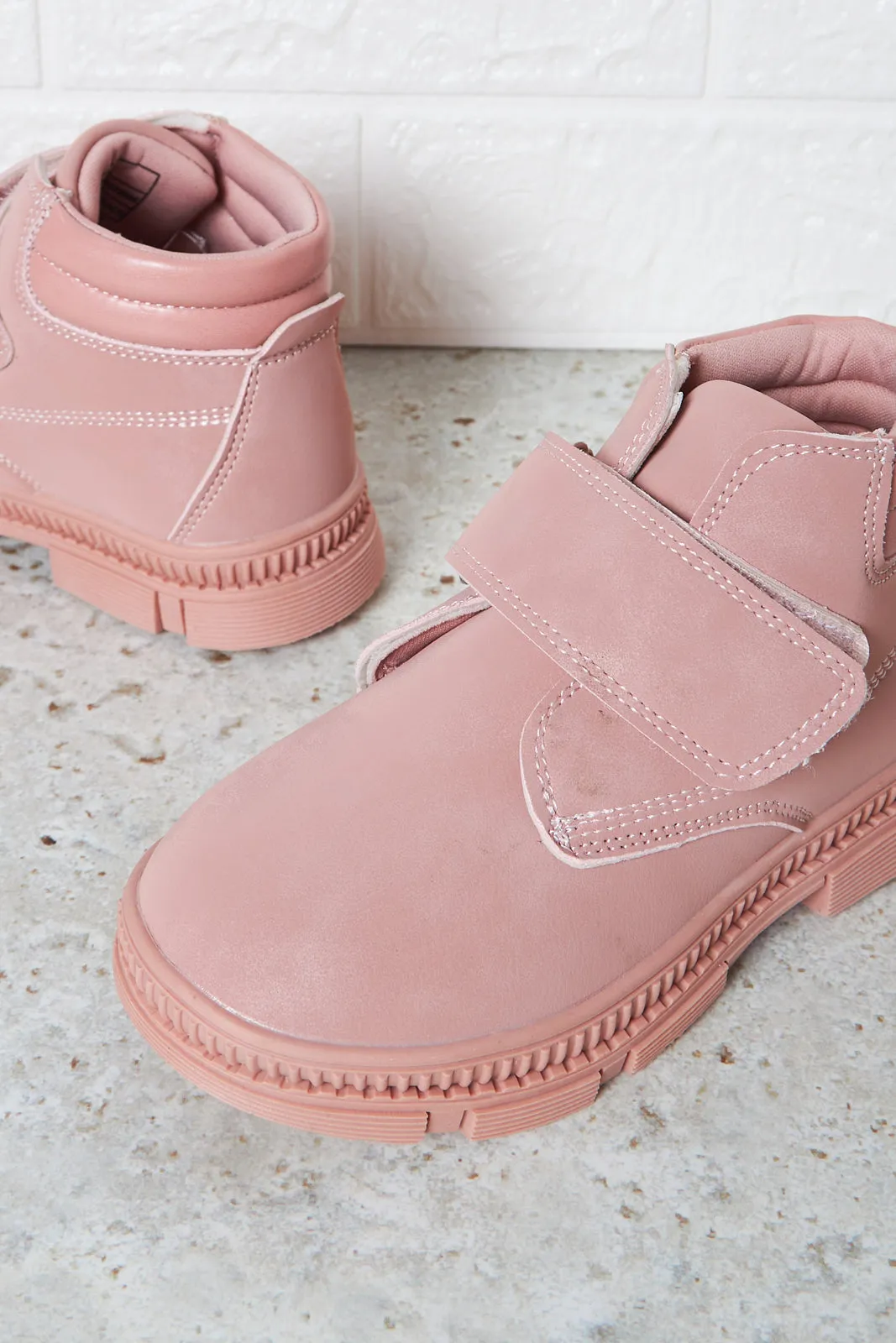 Girls Pink Velcro High-Top