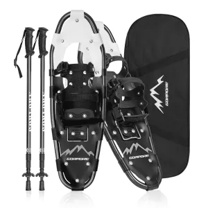 GORPORE 3-in-1 Xtreme Lightweight All Terrain Snowshoes for Men Women Youth Kids, with Trekking Poles and Free Snowshoe Bag, 21"/25"/30"