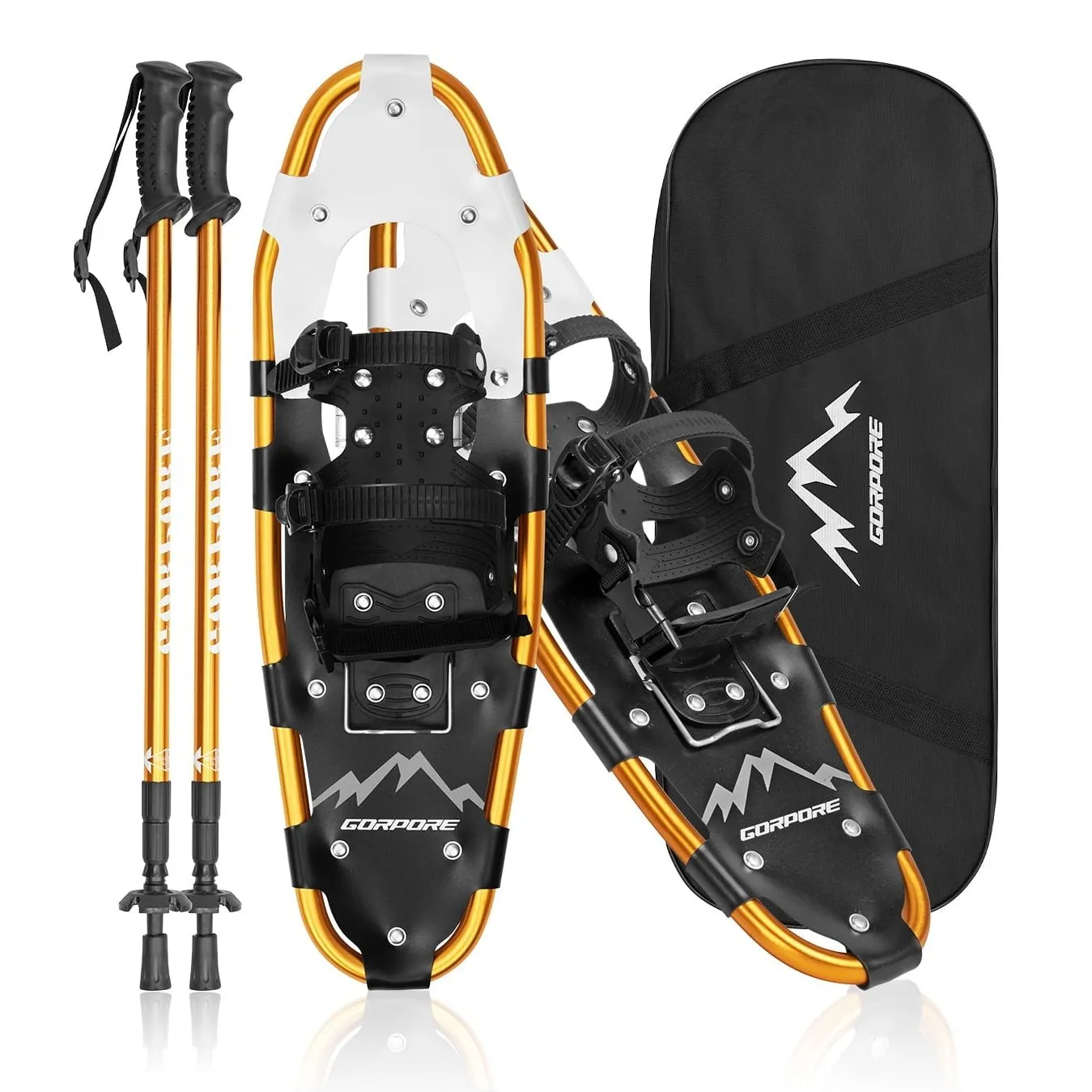 GORPORE 3-in-1 Xtreme Lightweight All Terrain Snowshoes for Men Women Youth Kids, with Trekking Poles and Free Snowshoe Bag, 21"/25"/30"