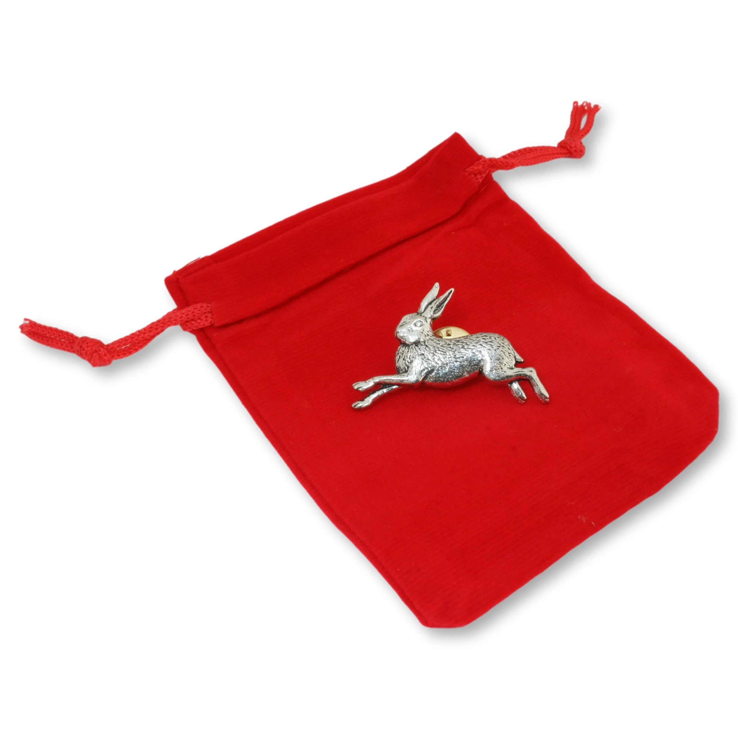 Hare Running Pewter Lapel Pin