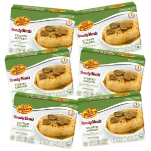 KJ Poultry Kosher MRE Meat Meals Ready to Eat, Gluten-Free Stuffed Chicken Breast Rice - 6 Pack