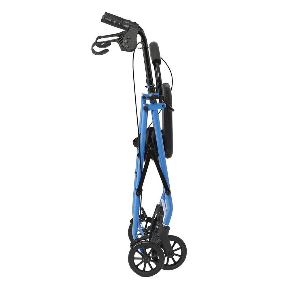 Light Blue Comfort Folding Steel Rollator Walker