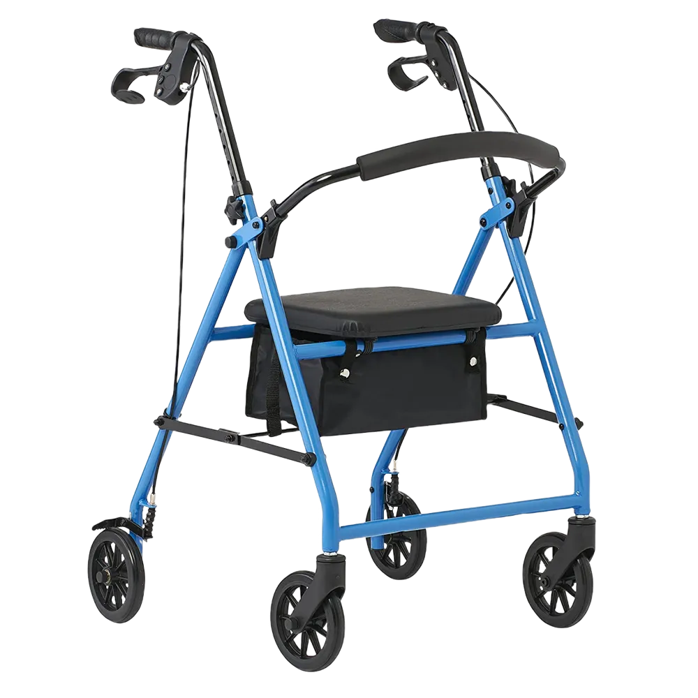 Light Blue Comfort Folding Steel Rollator Walker