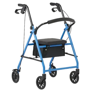 Light Blue Comfort Folding Steel Rollator Walker