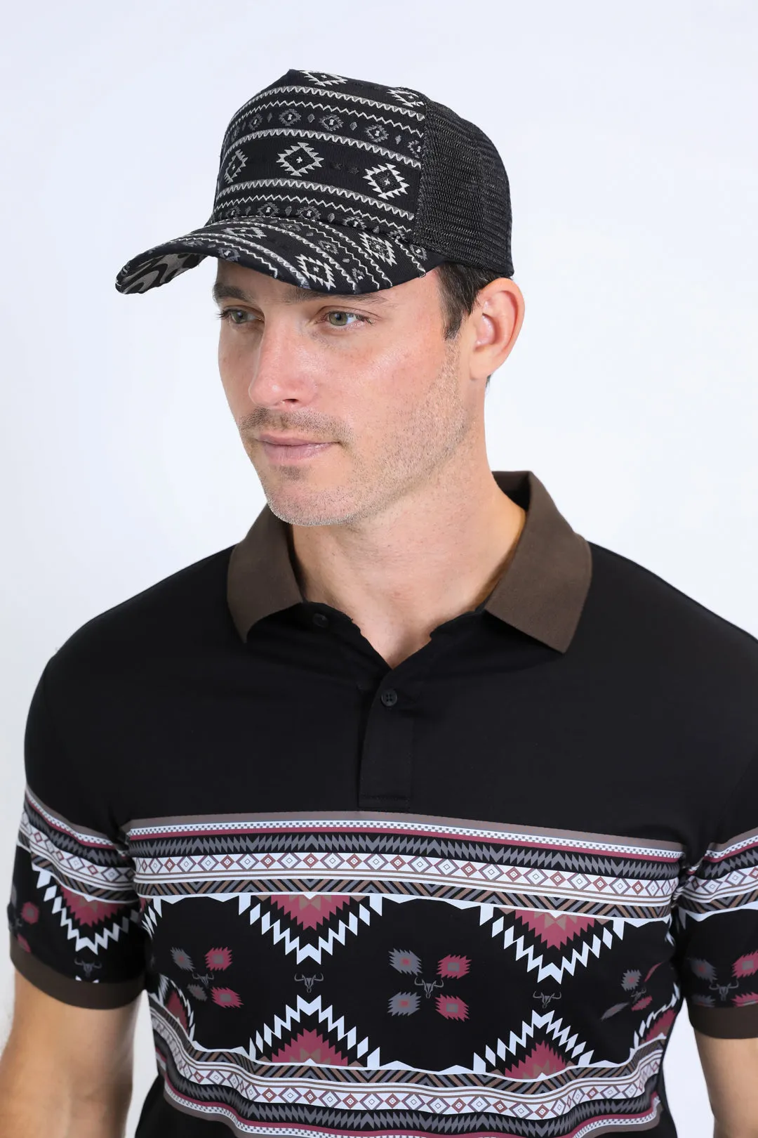 Mens Aztec Baseball Black/Black Cap