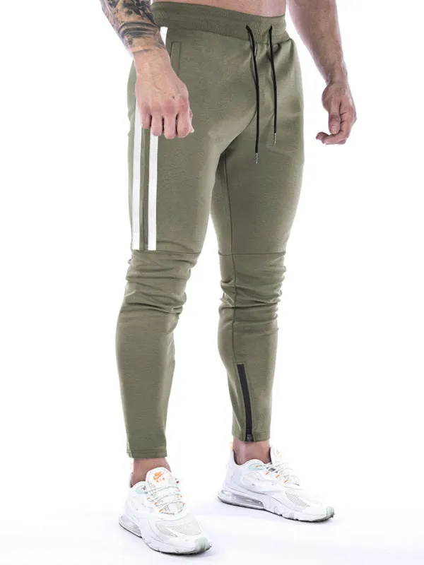 Men's Contrasting Stripe Zippered Training Sweatpants