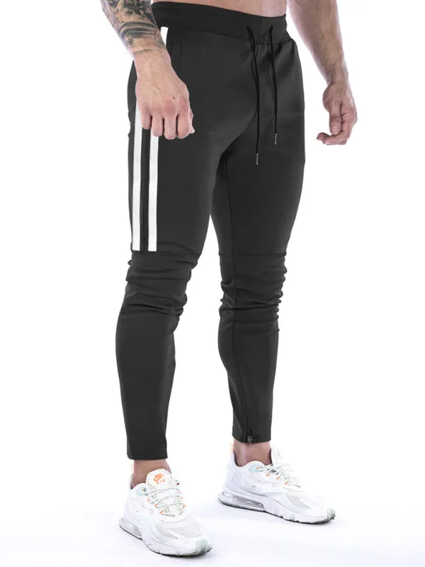 Men's Contrasting Stripe Zippered Training Sweatpants