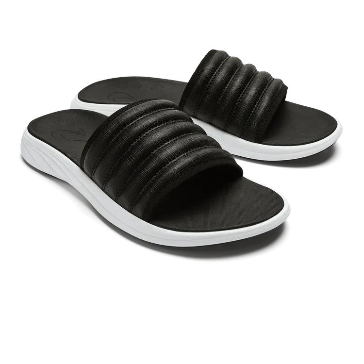 Olukai Men's Komo Slide Sandal Black/White