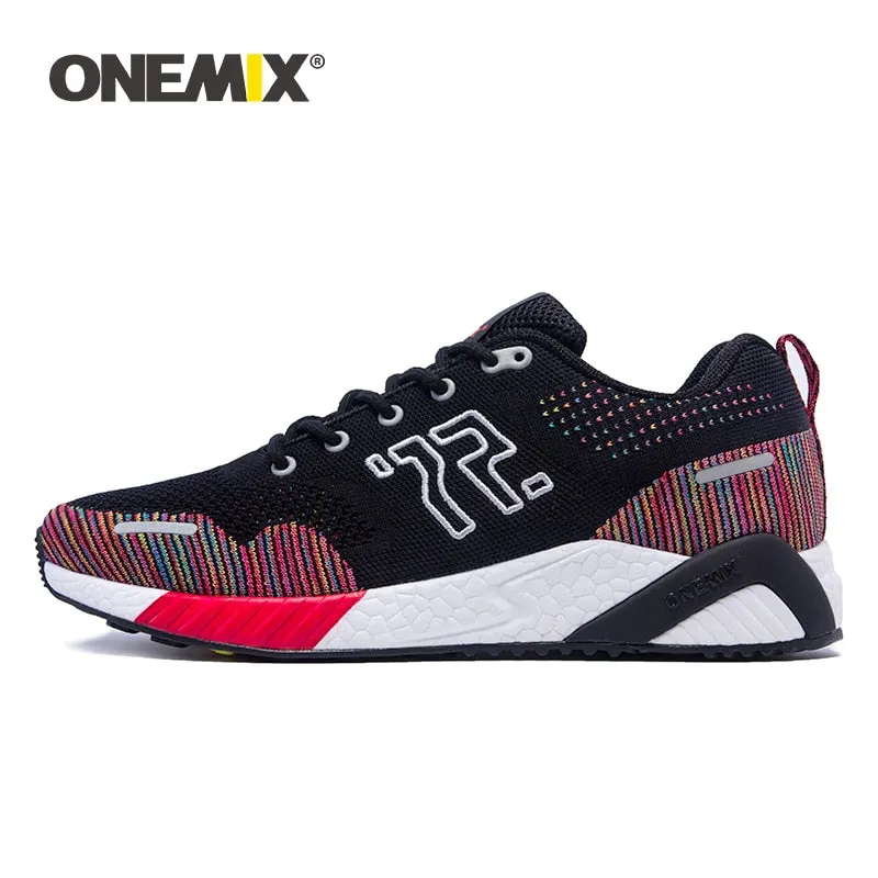 ONEMIX Men Running Shoes Colorful Knitted Vamp Sneakers Memory Damping Soft Outsole Dispel Moisture Deodorant Insole Running