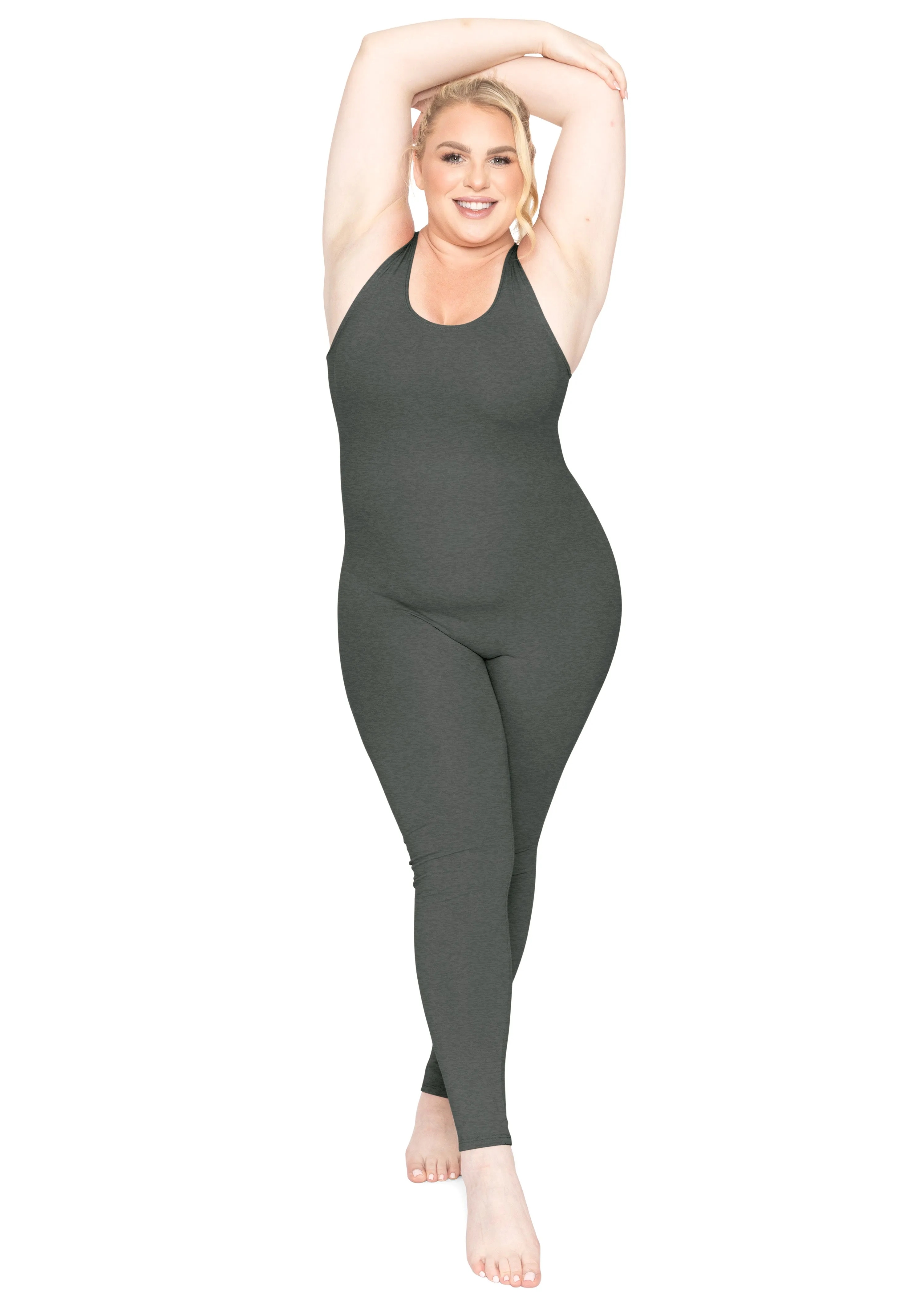 Plus Size Ankle Length Cotton Tank Unitard