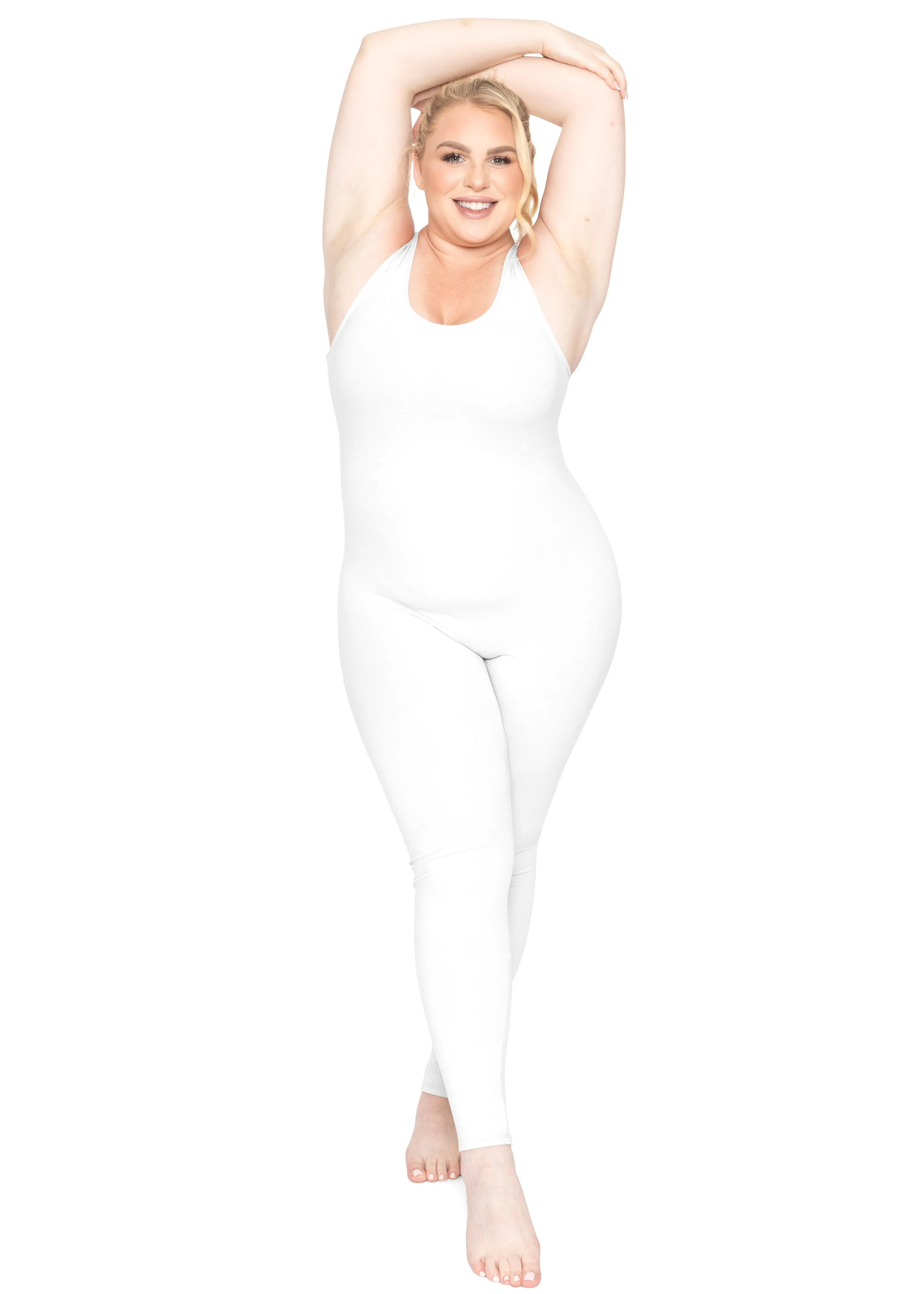 Plus Size Ankle Length Cotton Tank Unitard